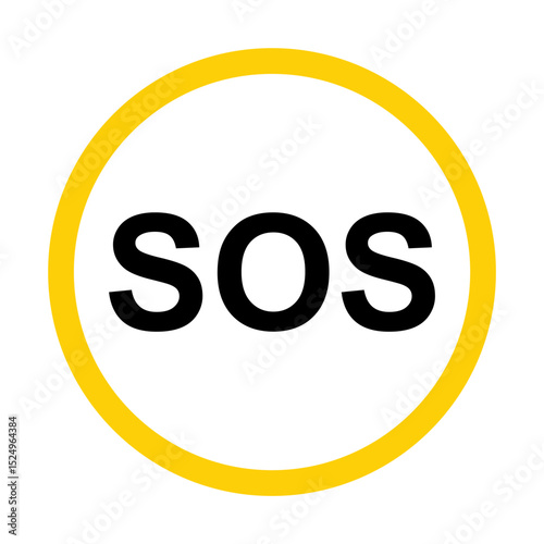 SOS help icon, safety support alert flat design, save vector illustration .