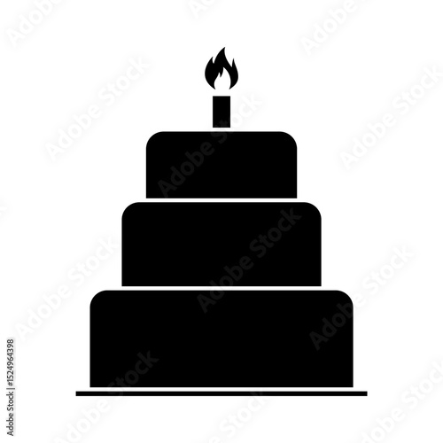 Sweet cake icon, bakery dessert food symbol, happy birthday day graphic vector illustration .