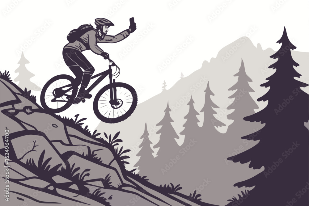 Obraz premium Mountain Biking Selfie