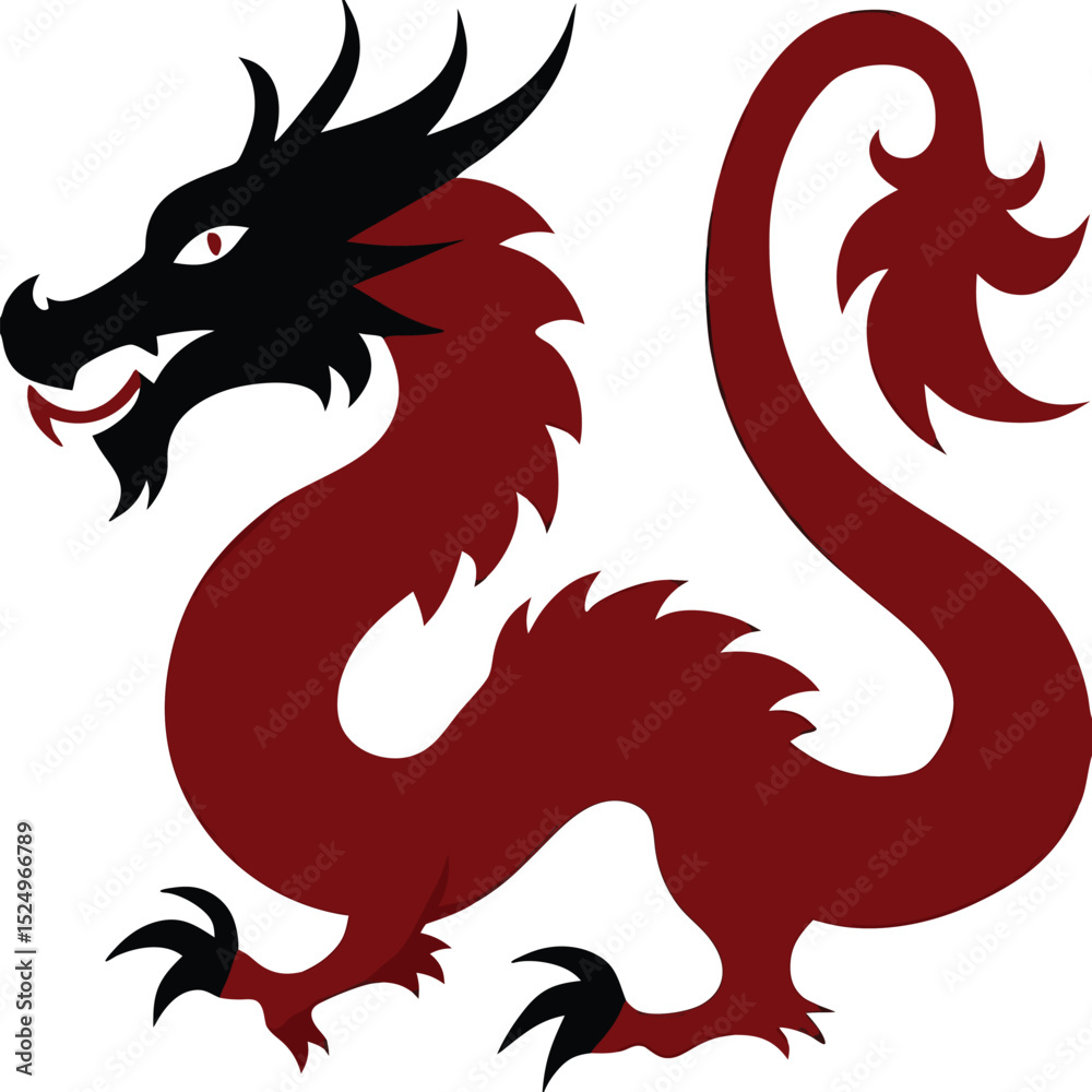 Naklejka premium Dragon Icon for Mythical and Fire Design