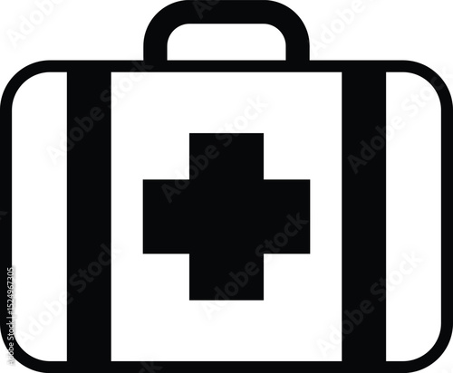 Black vector icon of First Aid Kit in black linear