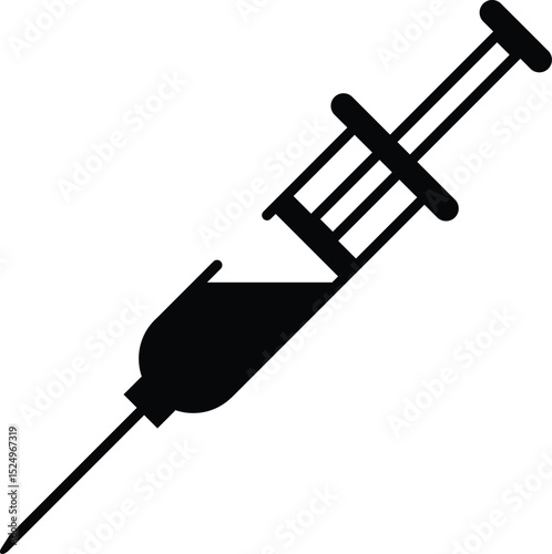 Black vector icon of Syringe injection in black linear