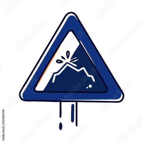 Warning sign about falling rocks, avalanches,useful for websites or blogs about road safety, travel hazards or geologic risks.