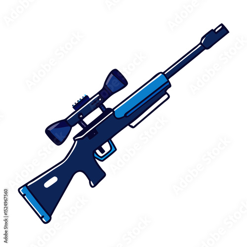 An illustration of a rifle with a scope. Useful for websites or blogs about hunting, target practice, military, or shooting sports.
