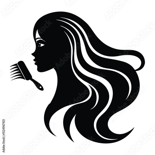 woman with long hair vector silhouette 