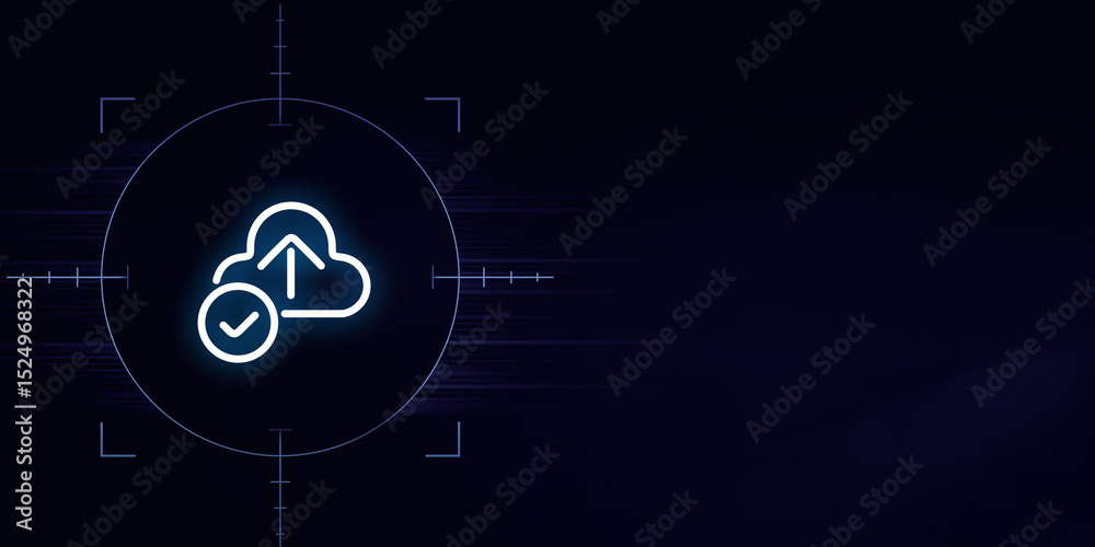 Fototapeta premium Secure Cloud Data Upload in Focus