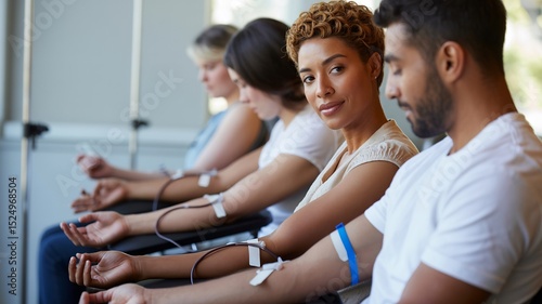 Wallpaper Mural Blood donation drive diverse group of people donating blood healthcare and medicine concept image Torontodigital.ca