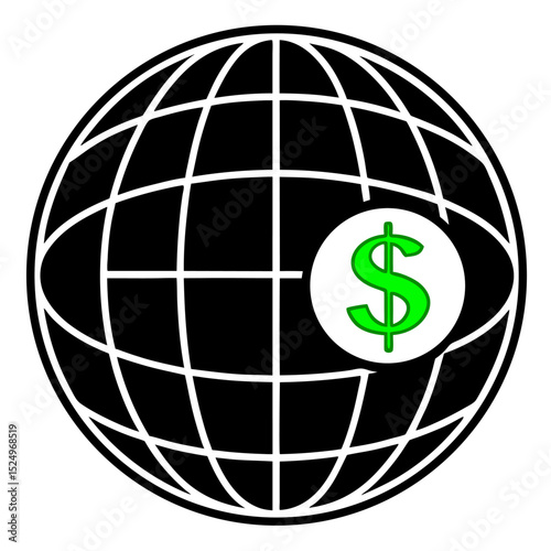 Money bag and dollar sign icon with currency symbols in a vector illustration