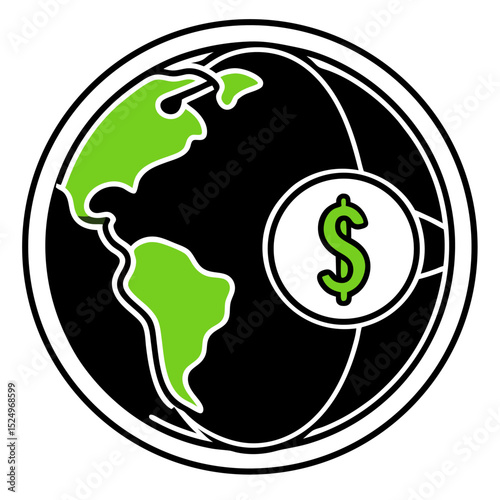Money bag and dollar sign icon with currency symbols in a vector illustration