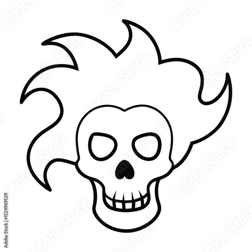 Skull with hair vector silhouette 