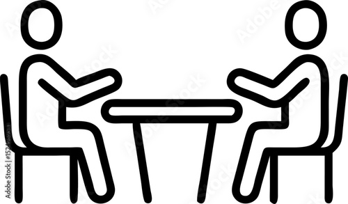 Man and boy sitting on chairs in a business-style illustration