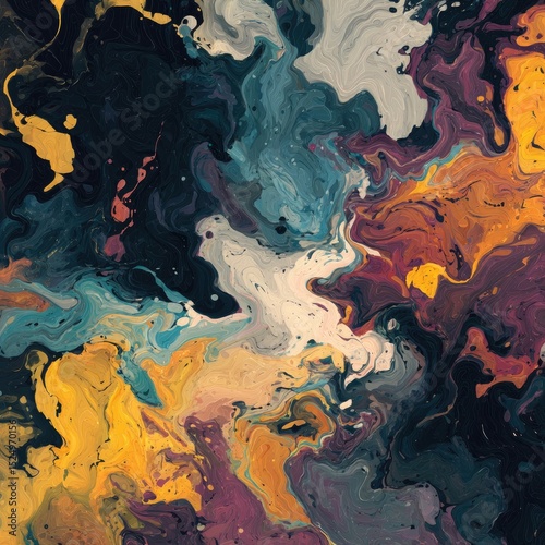 Abstract swirls of dark and light hues, creating a mesmerizing blend of colors and textures