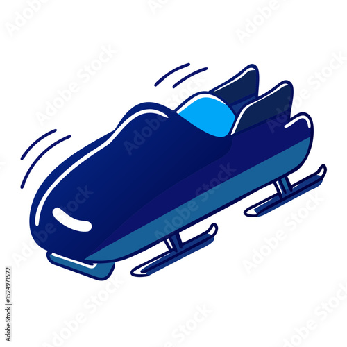 A blue bobsled illustration, ideal for websites or blogs covering winter sports, Olympics, or transportation.