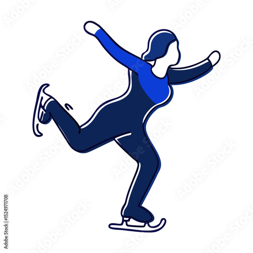 A female speed skater in motion on ice. Useful for websites or blogs about speed skating, winter sports, fitness, or athletic competition.