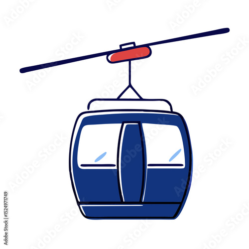 A blue cable car illustration, suitable for websites or blogs about travel, ski resorts, transportation, or scenic views.