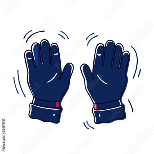 A pair of blue and orange winter gloves, palms open. Useful for websites or blogs about winter clothing, sports, cold weather gear, or outdoor activities.