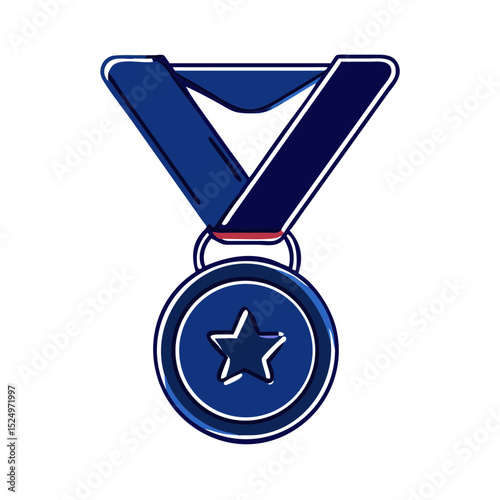 blue medal with a star design on a blue ribbon. Useful for websites or blogs celebrating achievements, sports, education, or recognition.