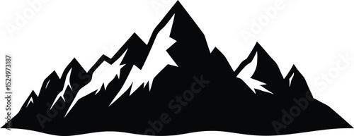 Mountain range silhouette, Majestic mountain silhouette vector