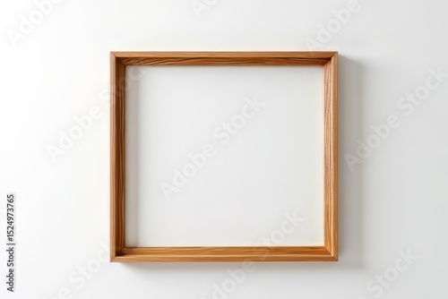 Simple Light Brown Wooden Picture Frame Against White Background
