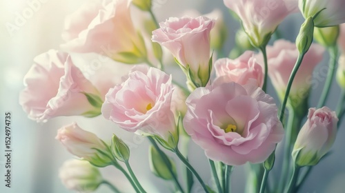 Delicate Bouquet of Pink Lisianthus Flowers