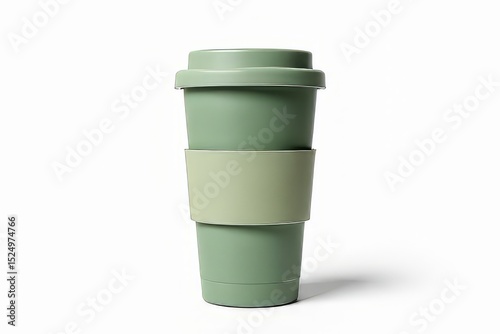 Stylish Green Reusable Coffee Cup with Insulated Handle