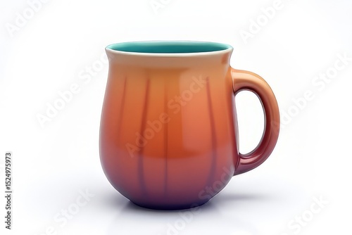Vibrant Ombre Ceramic Mug with Turquoise Rim