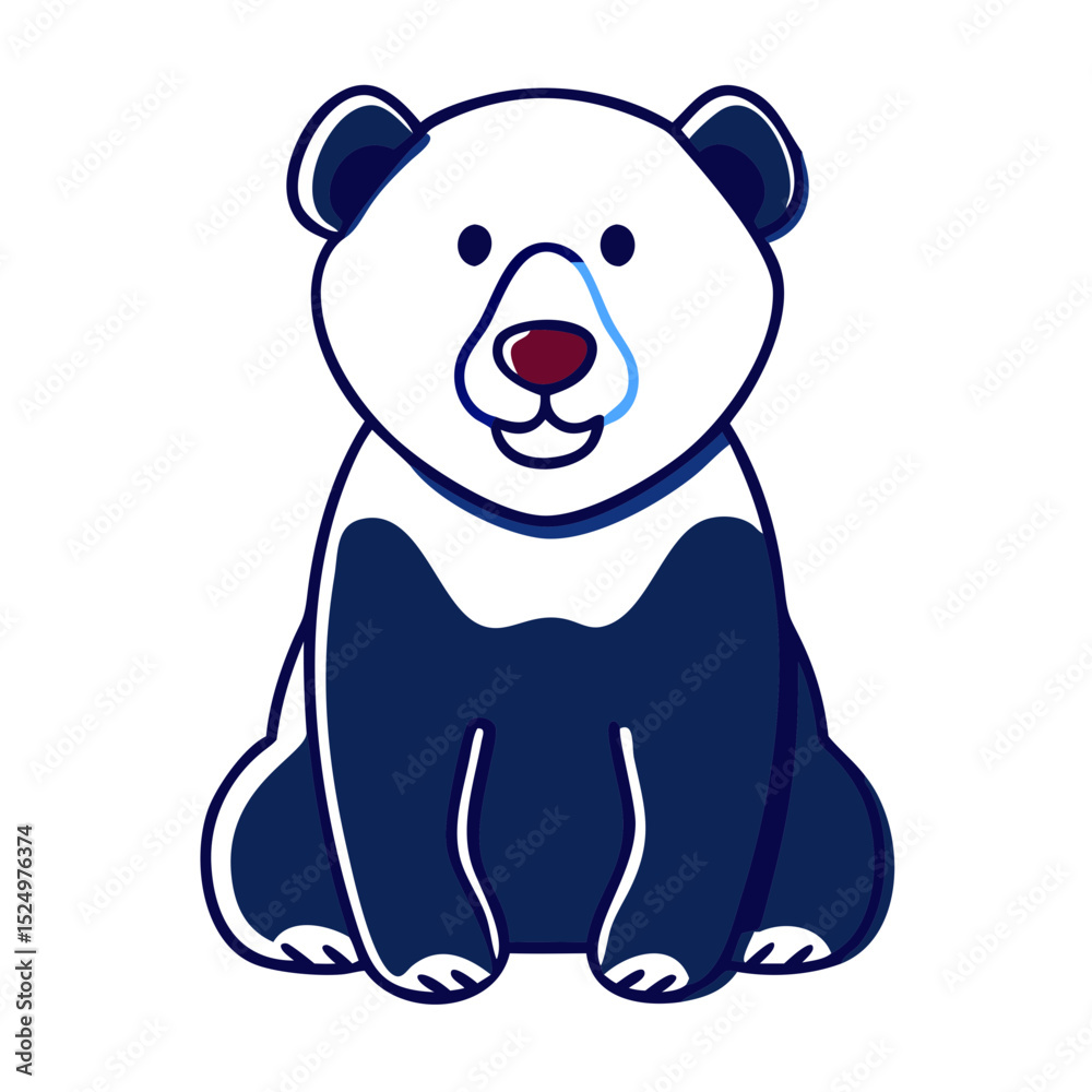 Fototapeta premium A stylized white and blue polar bear standing. Useful for websites or blogs about arctic animals, wildlife, conservation, or winter themes.