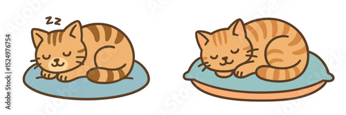 Cute orange kittens peacefully asleep on soft cushions in a cozy indoor setting during the afternoon