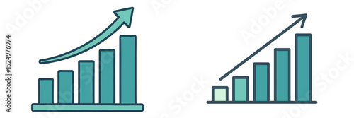 Growth trends displayed through bar graphs illustrating increasing data over time