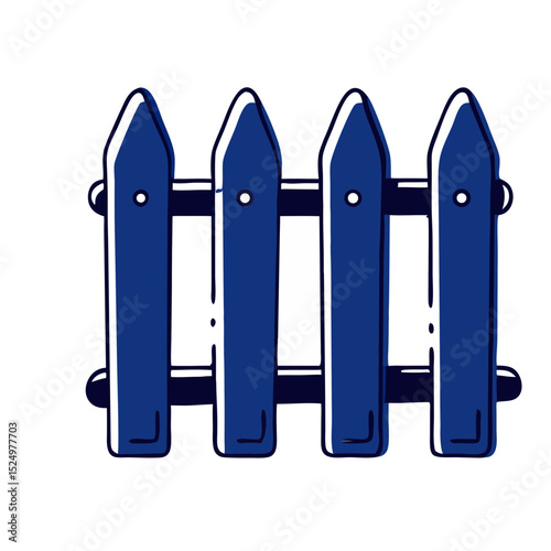 A segment of blue picket fence with pointed tops. Useful for websites or blogs about homes, gardens, boundaries, security, or property.