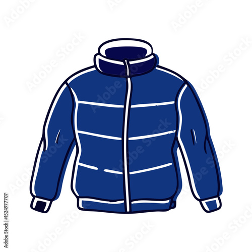 A warm blue winter jacket with a hood and pockets. Useful for websites or blogs about winter clothing, outdoor activities, fashion, or cold weather gear.
