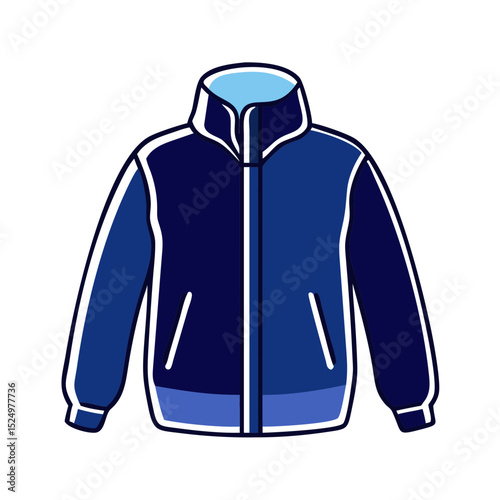 A warm blue winter jacket with a hood and pockets. Useful for websites or blogs about winter clothing, outdoor activities, fashion, or cold weather gear.