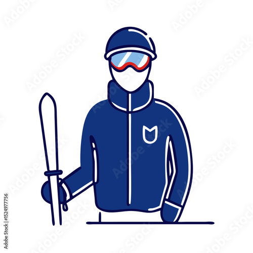 skier with skis and goggles is perfect for websites/blogs about winter sports, skiing, recreation, outdoors, or travel destinations