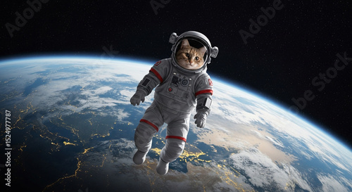 A Feline Astronaut On A Space Expedition Mission Outside Earth