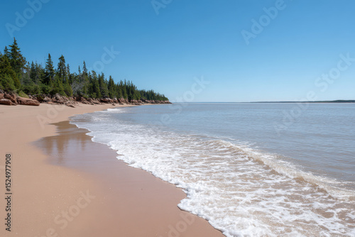 serene summer landscape in new brunswick featuring soft sandy beaches and gentle waves