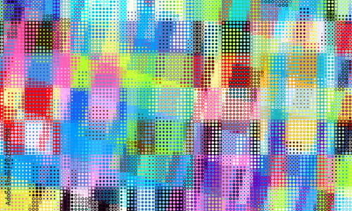 Neon Pixel texture futuristic. Moire overlay effect vector background. Small dots