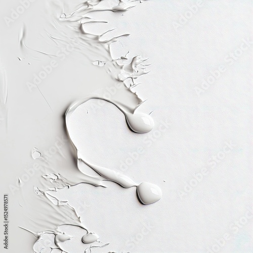 White paint strokes forming a question mark on a textured surface