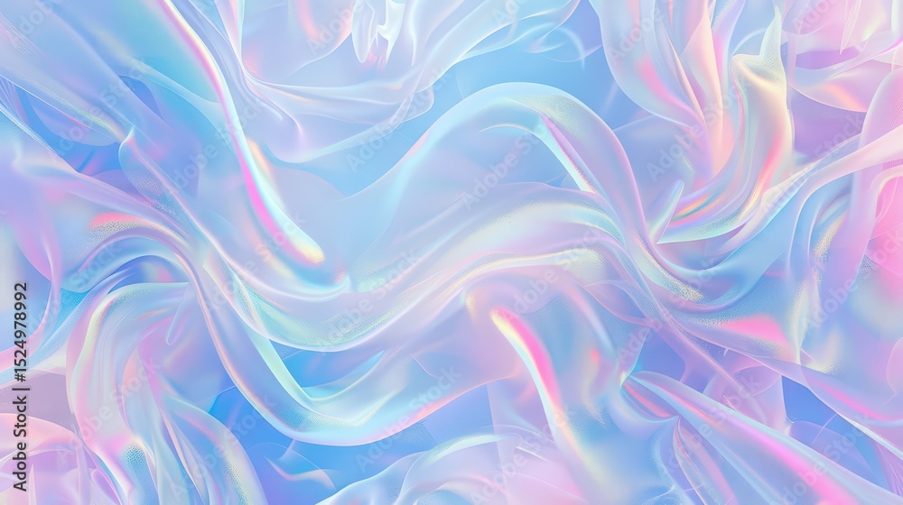 Fototapeta premium Holographic iridescent swirls seamless pattern for digital design and backgrounds