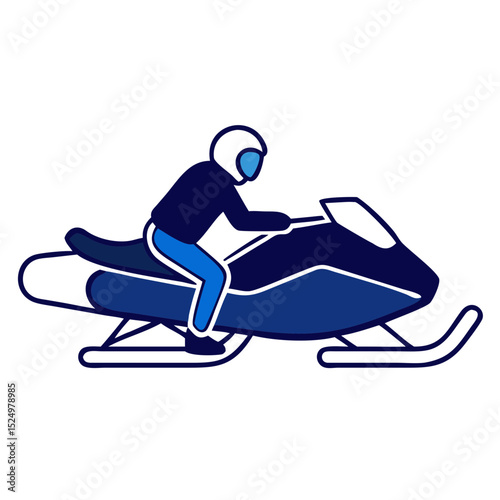 stylized illustration of a person riding a snowmobile. Ideal for websites and blogs related to winter sports, outdoor activities, adventure travel, snowmobiling clubs, and seasonal tourism.