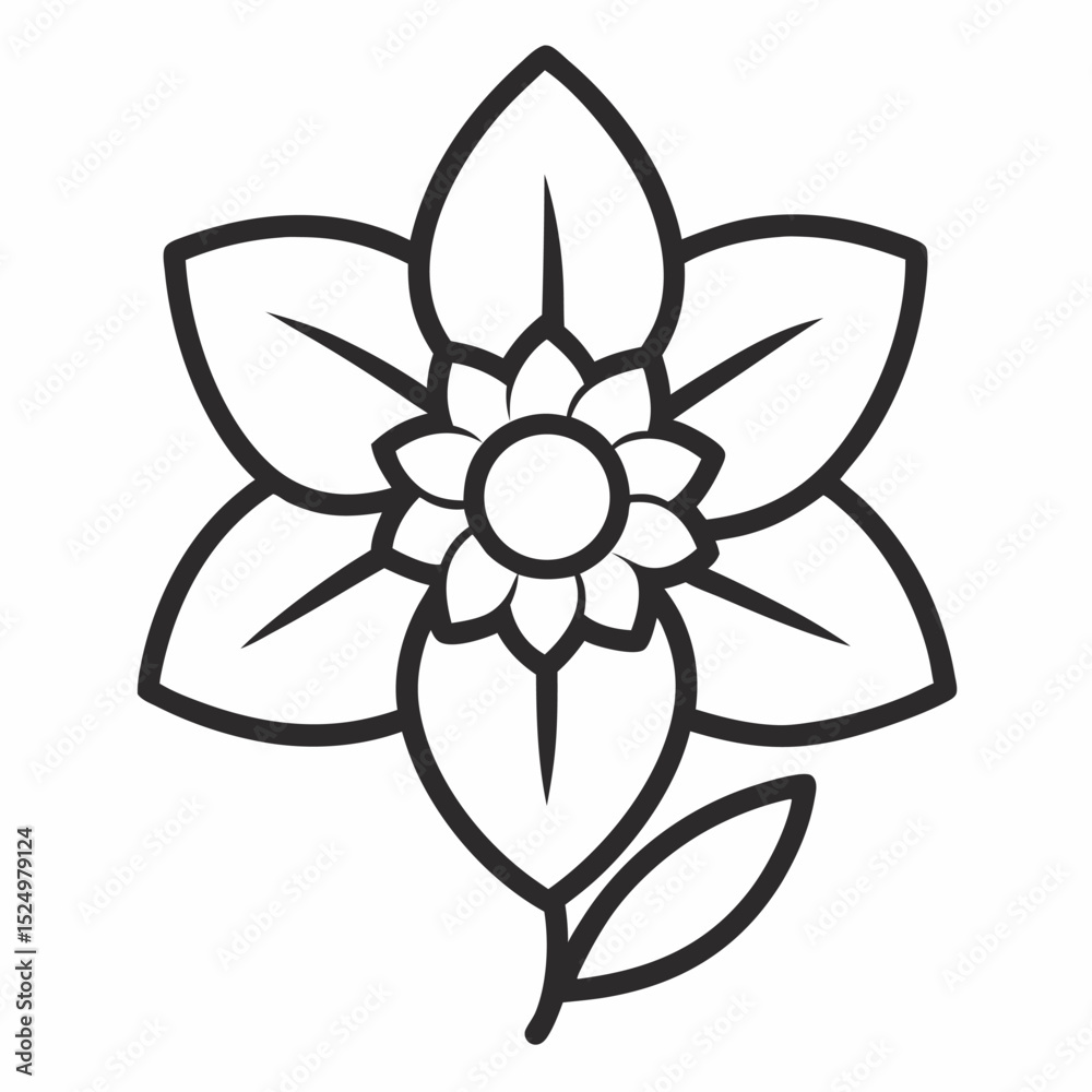 Fototapeta premium Daffodil outline icon on white background