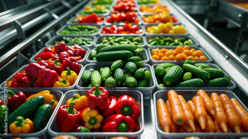 Crisp Collection of Fresh Vegetables in a Modern Warehouse