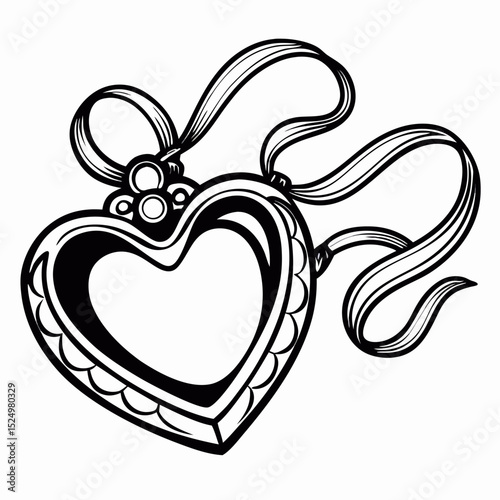 Heart-Shaped Locket with Ribbon Tattoo Design