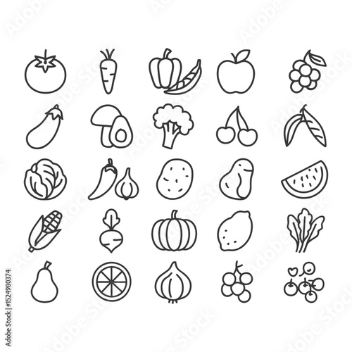 set of fruits and vegetables