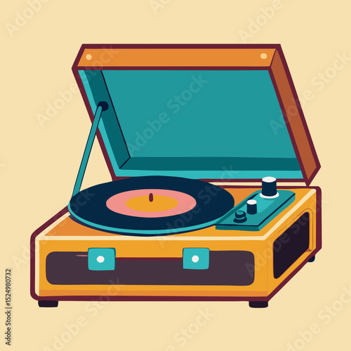 Retro Vintage Record Player Illustration