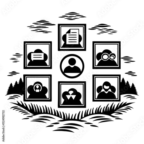 Teamwork collaboration network concept illustration