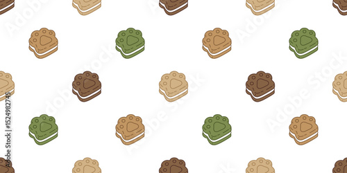 dog paw seamless pattern biscuit cat footprint cracker pet bakery vector puppy kitten cartoon doodle wallpaper gift wrapping paper tile background repeat scarf isolated illustration design