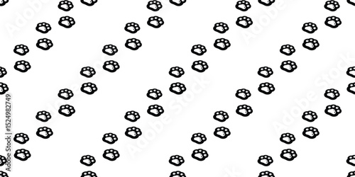 dog paw seamless pattern cat footprint walking pet vector puppy kitten cartoon doodle gift wrapping paper repeat wallpaper tile background striped scarf isolated illustration design