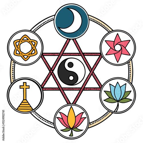 Spiritual symbols harmony mandala design