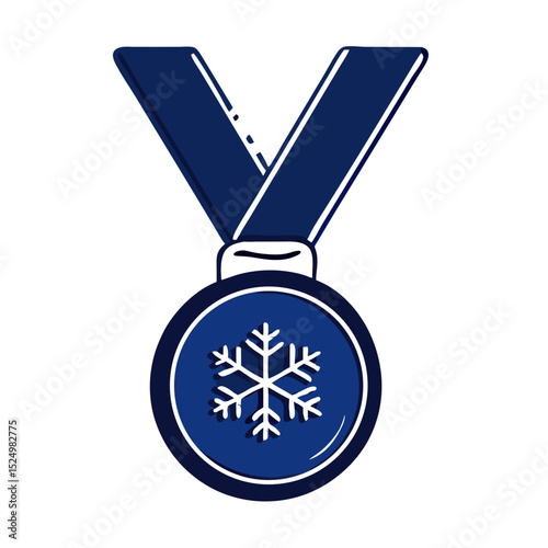  simple blue medal icon with a snowflake, symbolizing winter sports or achievement. Ideal for blogs and websites about competitions, victories, and cold-weather events.