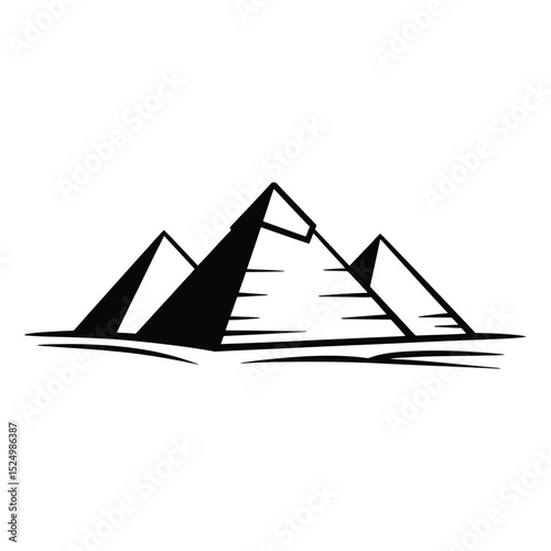 Pyramids of Giza Icon, Vector, Illustration, Icon, Outline, Line Art, Silhouette, Logo, White Background.